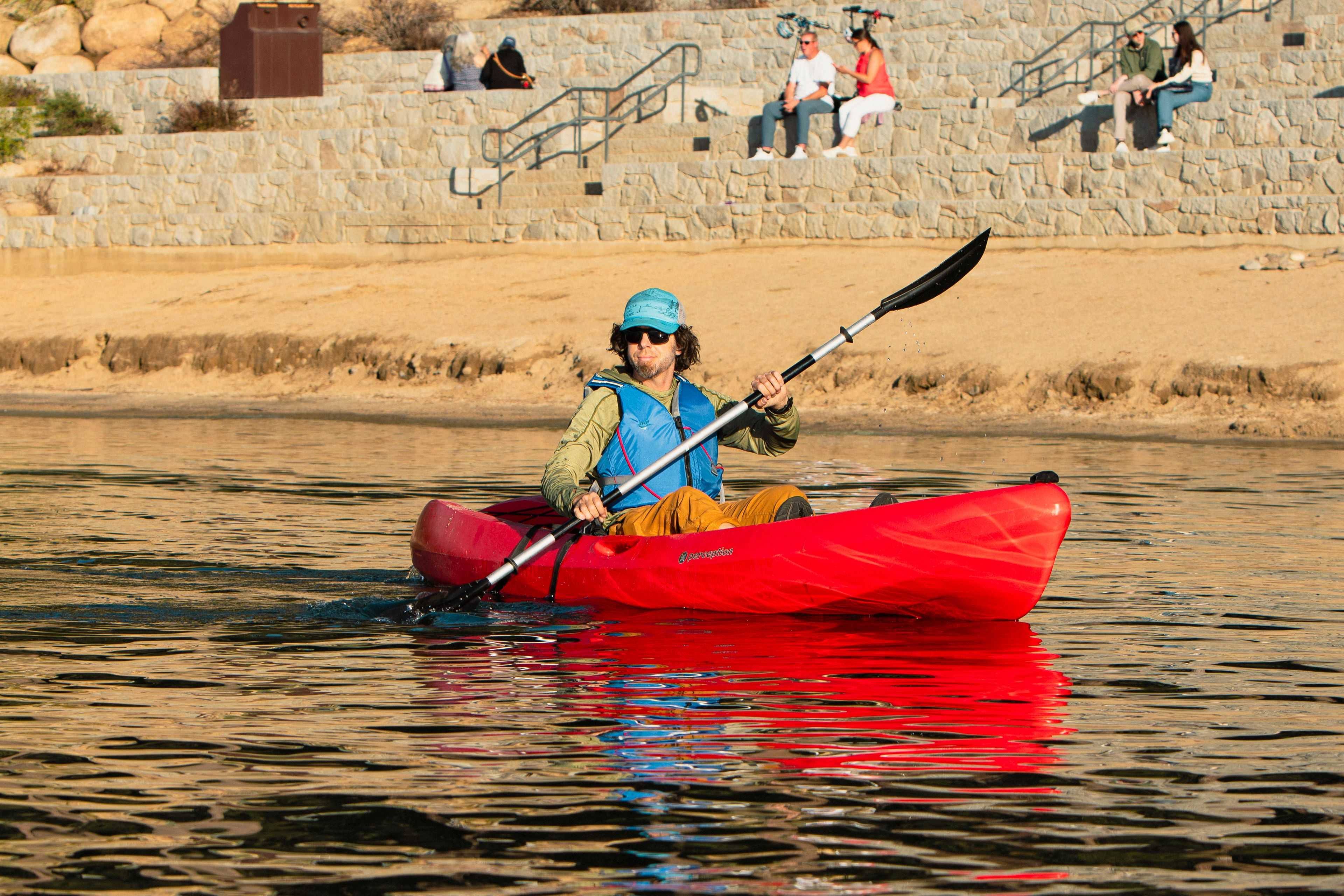 kayaker on Lake Tahoe near the beach