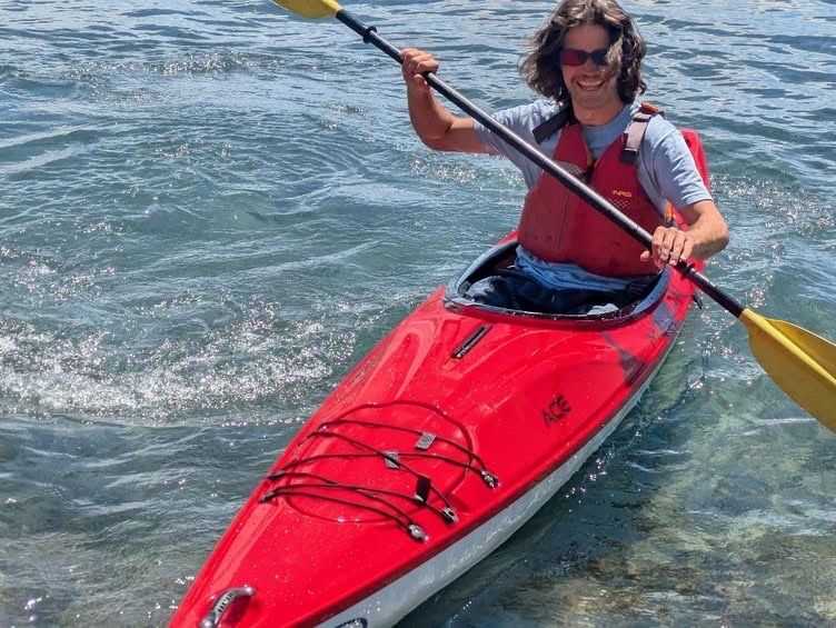 Kayak guide enjoying the water at Lake Tahoe